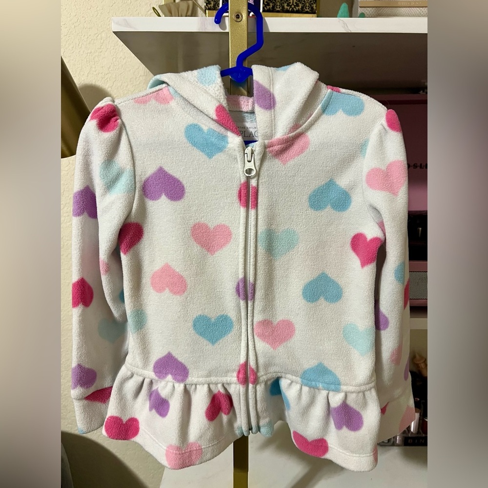 The Children’s Place Heart Print Fleece Hoodie with ears